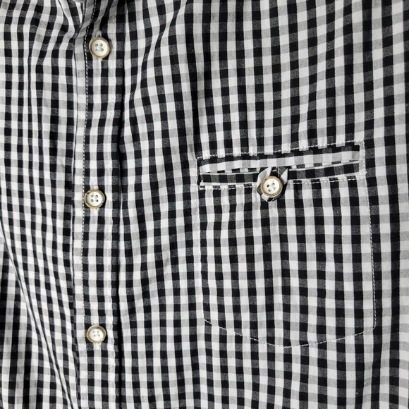 GloryStar Black & White Gingham Plaid Contrast Flip Cuff Button-Up Shirt Mens XL - Picture 3 of 8
